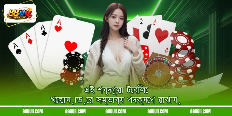 এই শব্দগুলো টেবিলে খেলোয়াড়ের সম্ভাব্য পদক্ষেপ বোঝায়